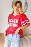 Sequin Touch Down Bubble Sleeve Top | Red