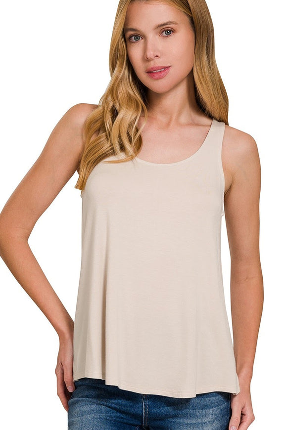 Flowy Hem Tank Top | Sand Beige