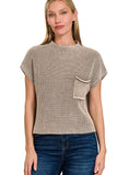 Washed Mock Neck Crop Top | Mocha