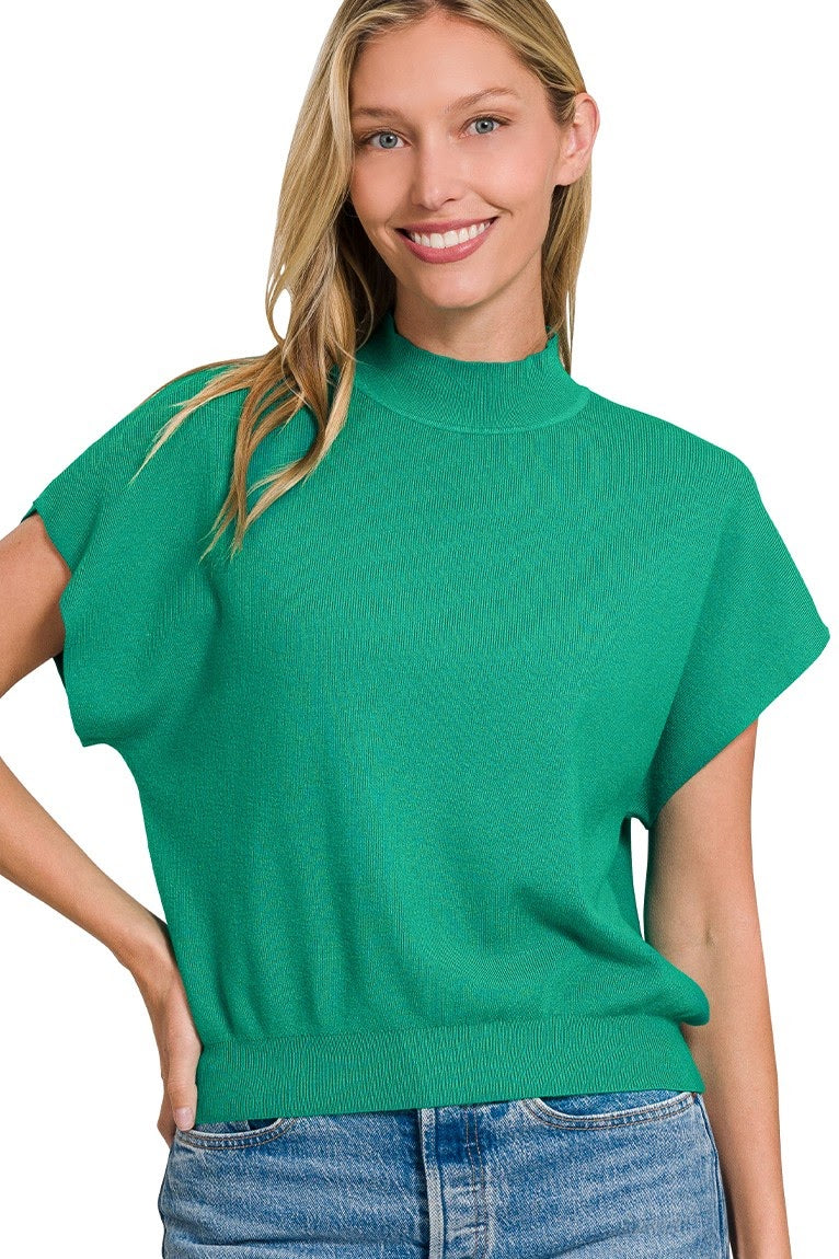 Classic Mock Neck Top | Kelly Green