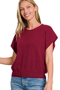 Round Neck Dolman Sleeve Top | Cabernet