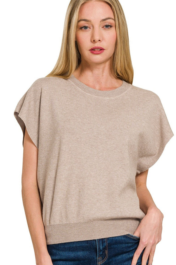 Round Neck Dolman Sleeve Top | Heather Mocha