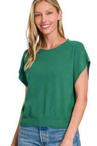 Round Neck Dolman Sleeve Top | Forest