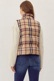 Plaid Puffer Vest | Taupe