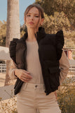 Ruffled Puffer Vest | Black