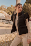 Ruffled Puffer Vest | Black