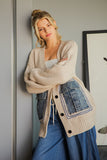 Denim Pocket Knit Cardigan | Oatmeal