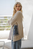 Denim Pocket Knit Cardigan | Oatmeal