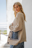 Denim Pocket Knit Cardigan | Oatmeal