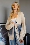 Denim Pocket Knit Cardigan | Oatmeal