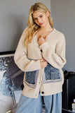 Denim Pocket Knit Cardigan | Oatmeal