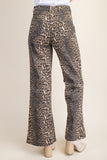 Leopard Denim Flare Pants