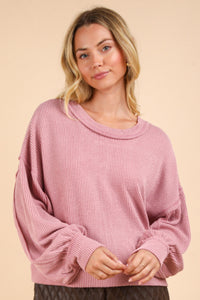 Ribbed Cozy Oversized Ribbed Top | Pink