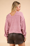 Ribbed Cozy Oversized Ribbed Top | Pink