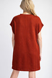 Textured V-Neck Dress | Cinnamon