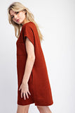 Textured V-Neck Dress | Cinnamon