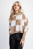 Checker Cropped Sweater Top | Taupe