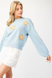 Spring Flowers Sweater | Sky Blue