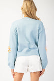 Spring Flowers Sweater | Sky Blue