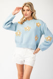 Spring Flowers Sweater | Sky Blue