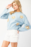 Spring Flowers Sweater | Sky Blue