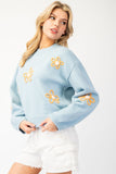 Spring Flowers Sweater | Sky Blue