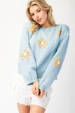 Spring Flowers Sweater | Sky Blue