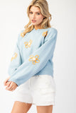 Spring Flowers Sweater | Sky Blue