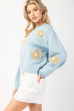 Spring Flowers Sweater | Sky Blue