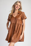 Faux Leather Mini Dress | Chestnut