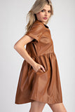 Faux Leather Mini Dress | Chestnut