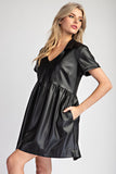 Faux Leather Mini Dress | Black