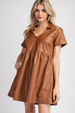 Faux Leather Mini Dress | Chestnut