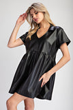 Faux Leather Mini Dress | Black