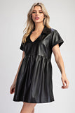 Faux Leather Mini Dress | Black