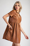 Faux Leather Mini Dress | Chestnut