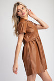 Faux Leather Mini Dress | Chestnut