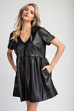 Faux Leather Mini Dress | Black