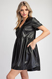 Faux Leather Mini Dress | Black