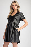 Faux Leather Mini Dress | Black