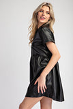 Faux Leather Mini Dress | Black