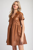 Faux Leather Mini Dress | Chestnut