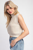 Mock Neck Crop Sweater Top | Oatmeal