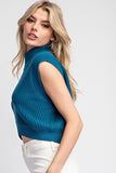 Mock Neck Crop Sweater Top | Teal