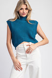 Mock Neck Crop Sweater Top | Teal