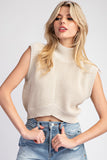 Mock Neck Crop Sweater Top | Oatmeal