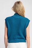 Mock Neck Crop Sweater Top | Teal