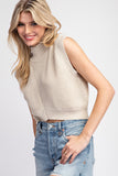 Mock Neck Crop Sweater Top | Oatmeal