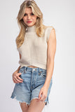 Mock Neck Crop Sweater Top | Oatmeal