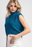 Mock Neck Crop Sweater Top | Teal